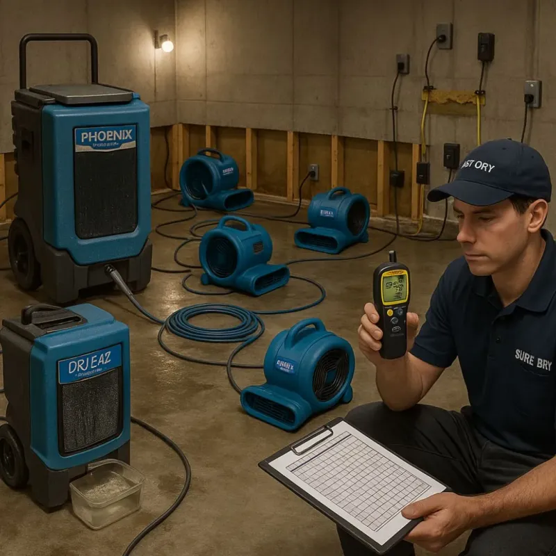 Structural Drying and Dehumidification process in Harrisville, MI